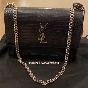 Saint Laurent Subset Croc Effect Crossbody